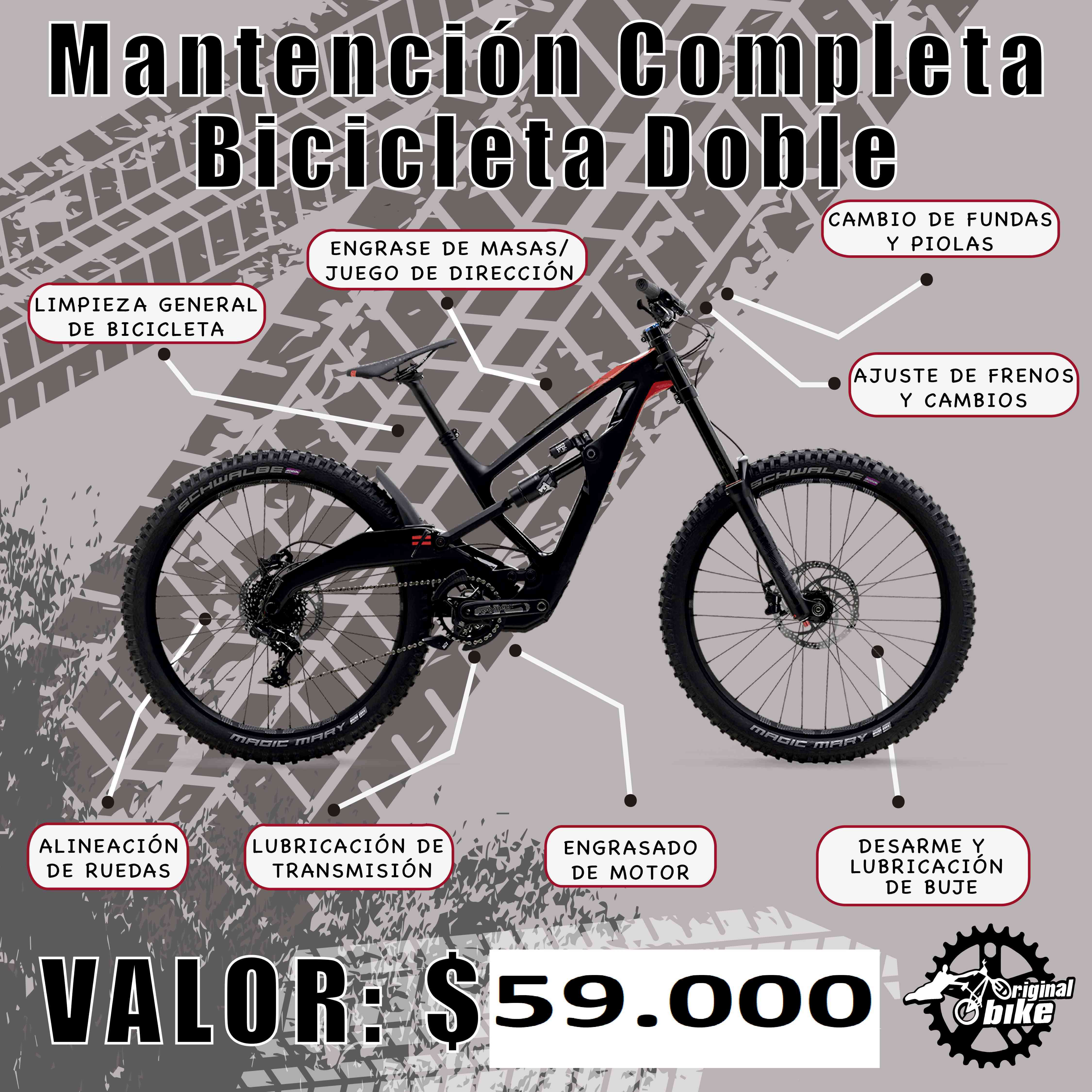 MANTENCIÓN COMPLETA BICICLETA DOBLE 